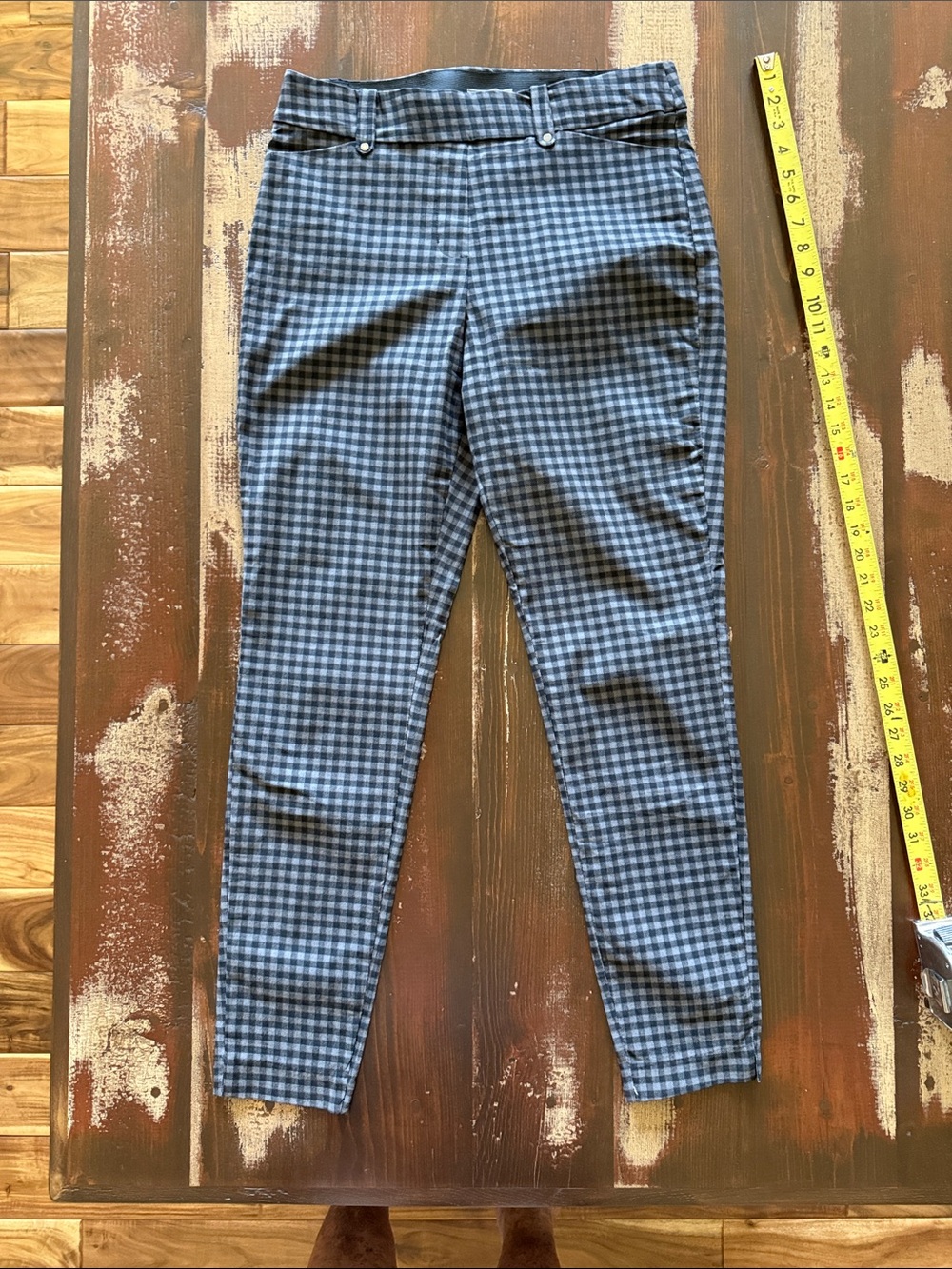 Gray and Black Gingham Slim Pants